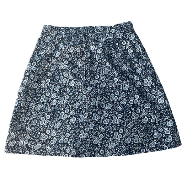 Vintage Handmade Floral Calico A-Line Skirt Navy Blue White Mini Skirt Size S - Picture 5 of 6